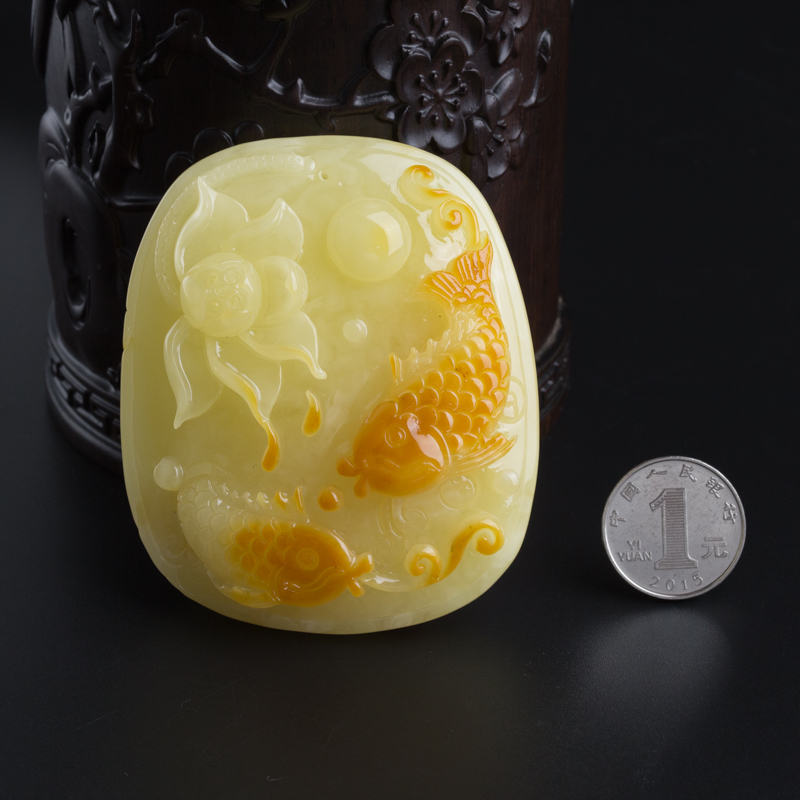 蜜蜡双鱼吊坠-红掌柜