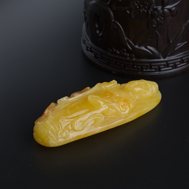 波罗的海天然鸡油黄蜜蜡吊坠-红掌柜