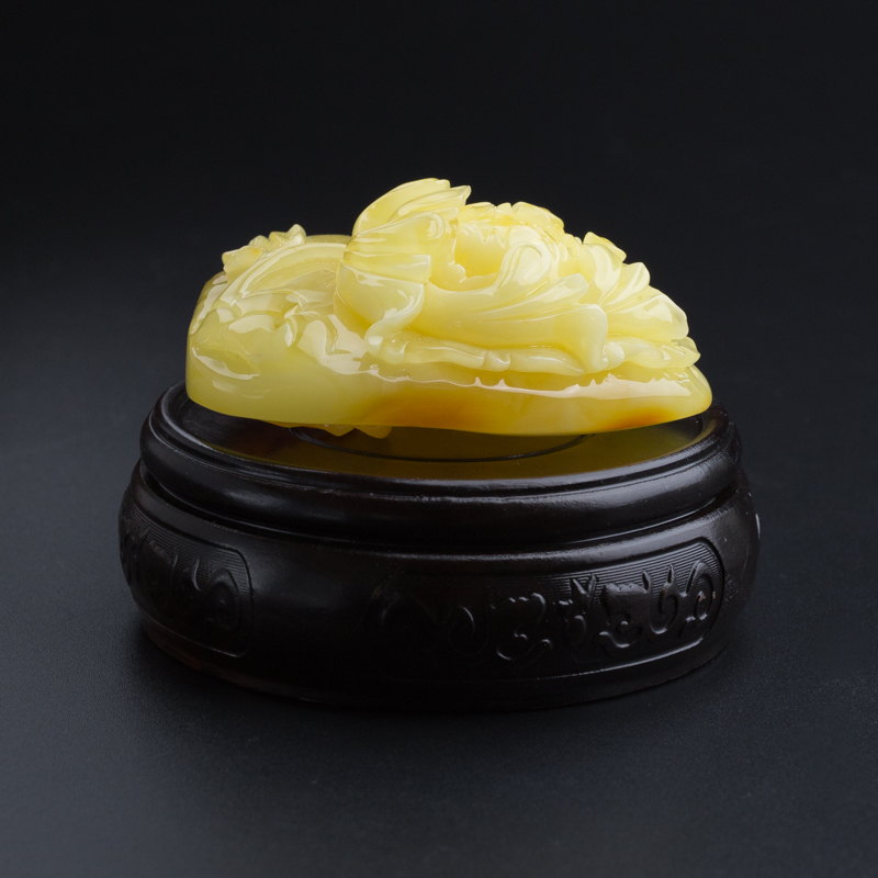 满黄蜜蜡牡丹花吊坠-红掌柜