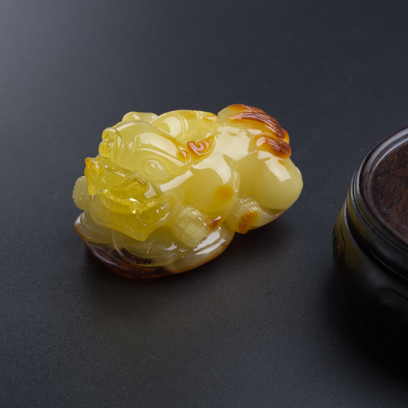 波罗的海天然满黄蜜蜡貔貅吊坠-红掌柜