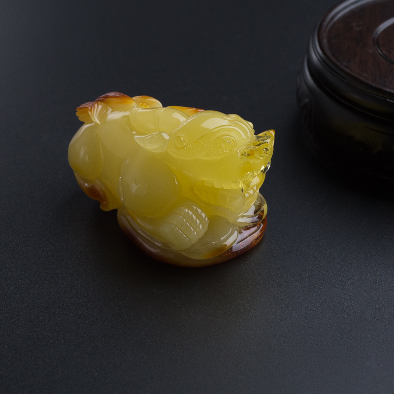 波罗的海满黄蜜蜡貔貅吊坠-红掌柜