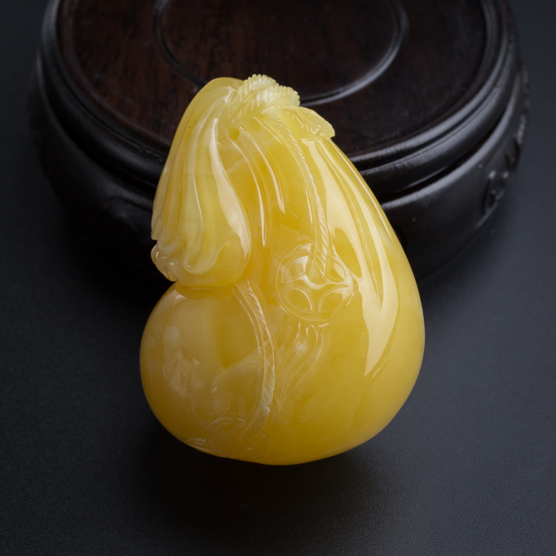 波罗的海天然鸡油黄蜜蜡钱袋吊坠-红掌柜