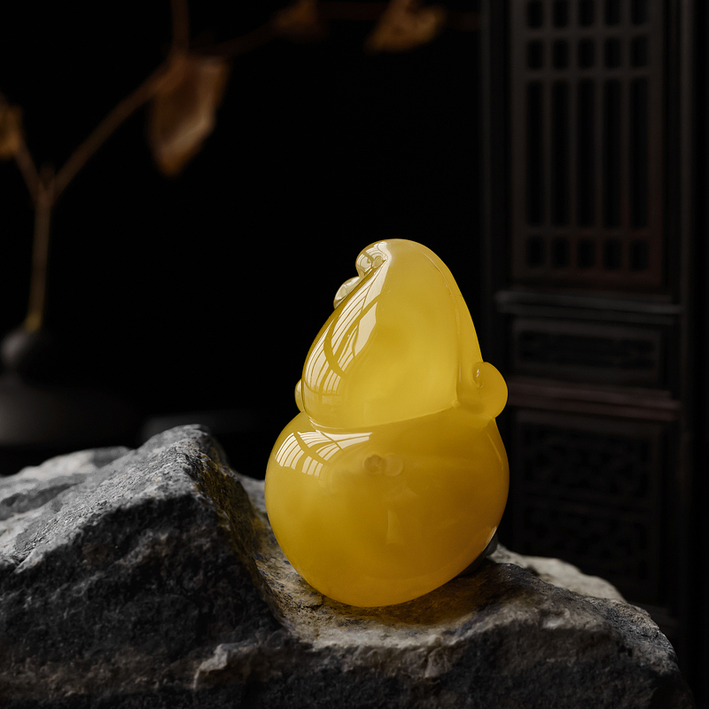 天然鸡油黄蜜蜡葫芦吊坠 - 红掌柜