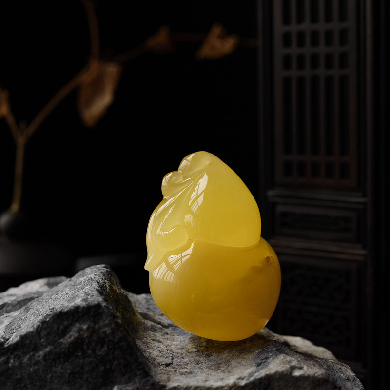 鸡油黄蜜蜡葫芦吊坠 - 红掌柜