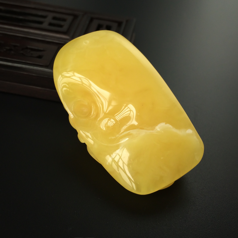 鸡油黄蜜蜡如意吊坠 - 红掌柜