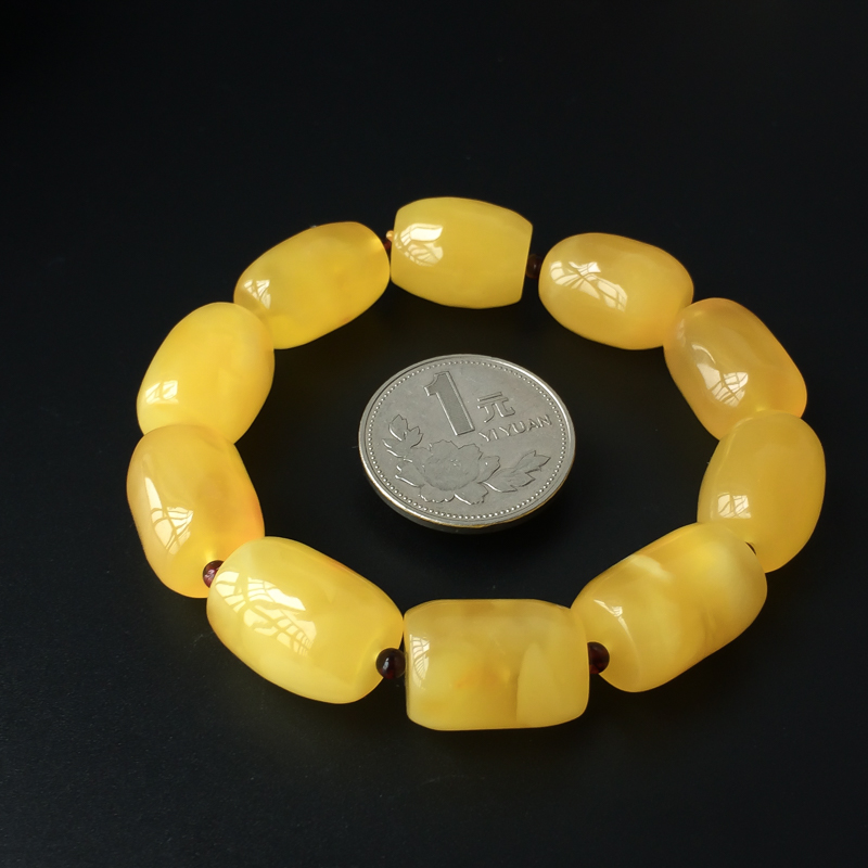 鸡油黄蜜蜡手串 - 红掌柜