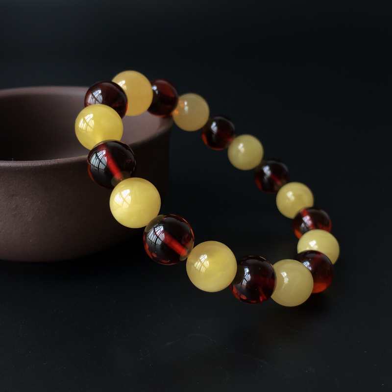 鸡油黄蜜蜡多宝手串 - 红掌柜