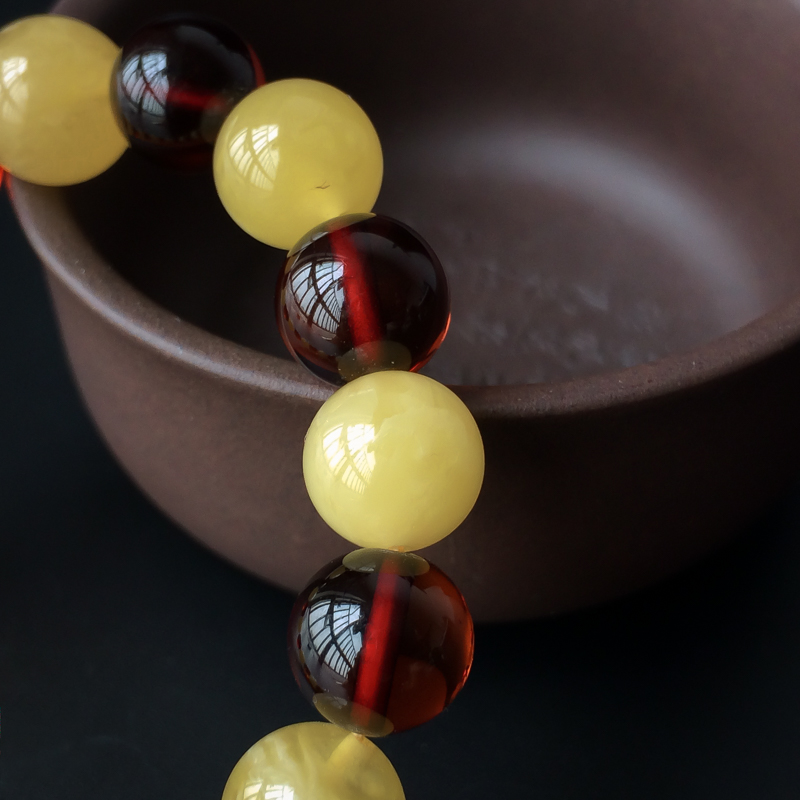 波罗的海天然鸡油黄蜜蜡手串 - 红掌柜