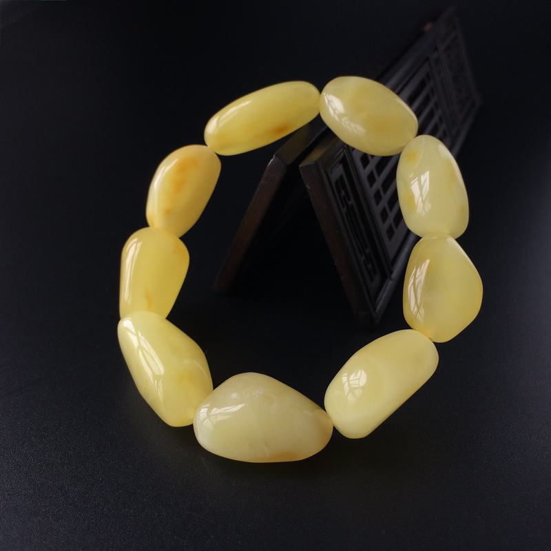 天然满蜜柠檬黄随形蜜蜡手串 - 红掌柜