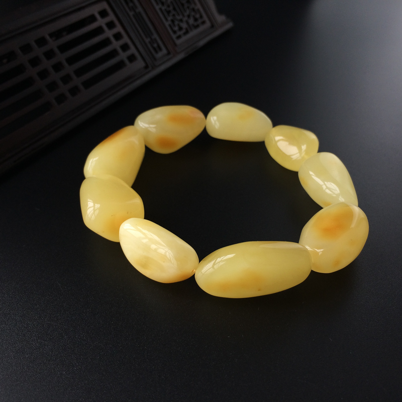 柠檬黄随形蜜蜡手串 - 红掌柜