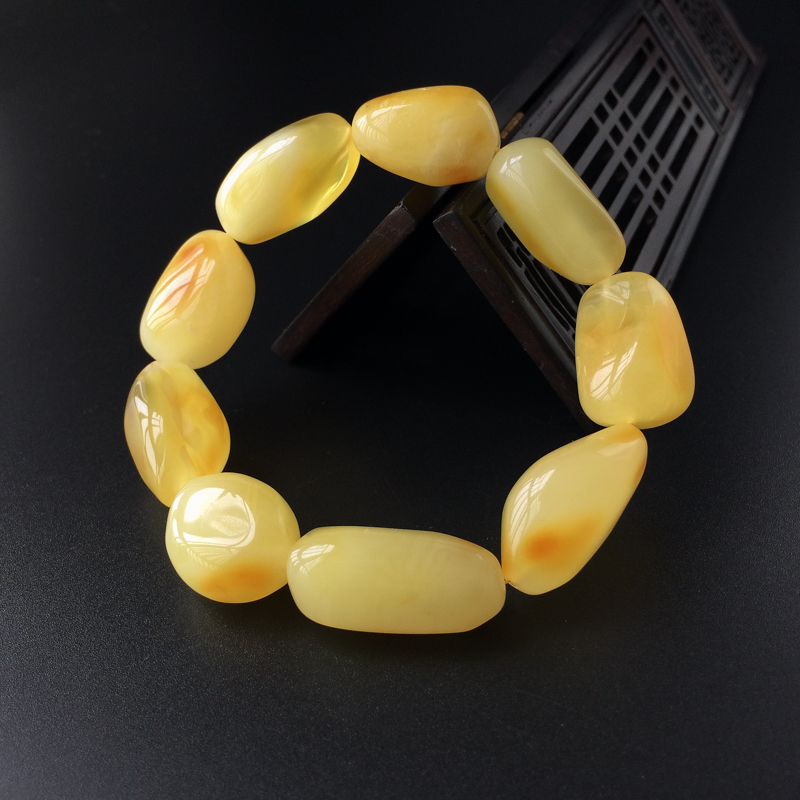 满蜜柠檬黄随形蜜蜡手串 - 红掌柜