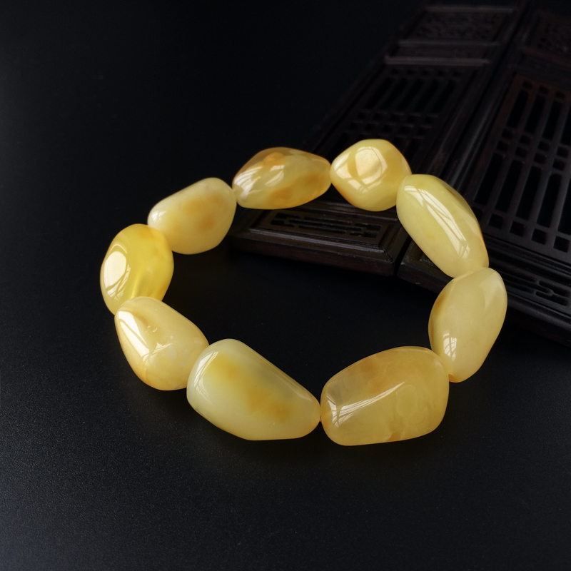 柠檬黄随形蜜蜡手串 - 红掌柜
