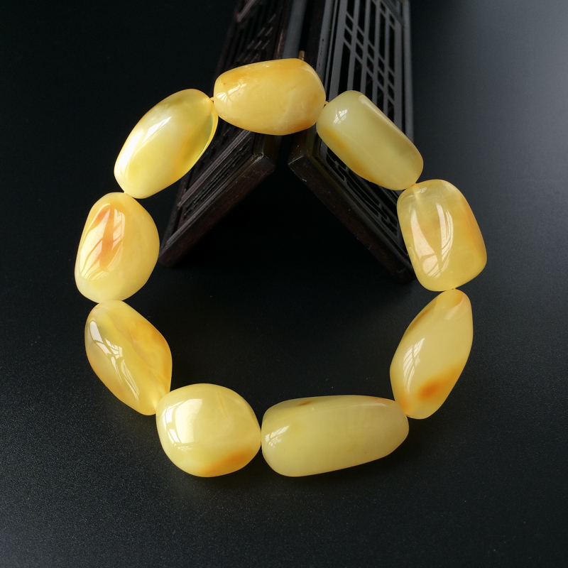 波罗的海天然满蜜柠檬黄随形蜜蜡手串 - 红掌柜