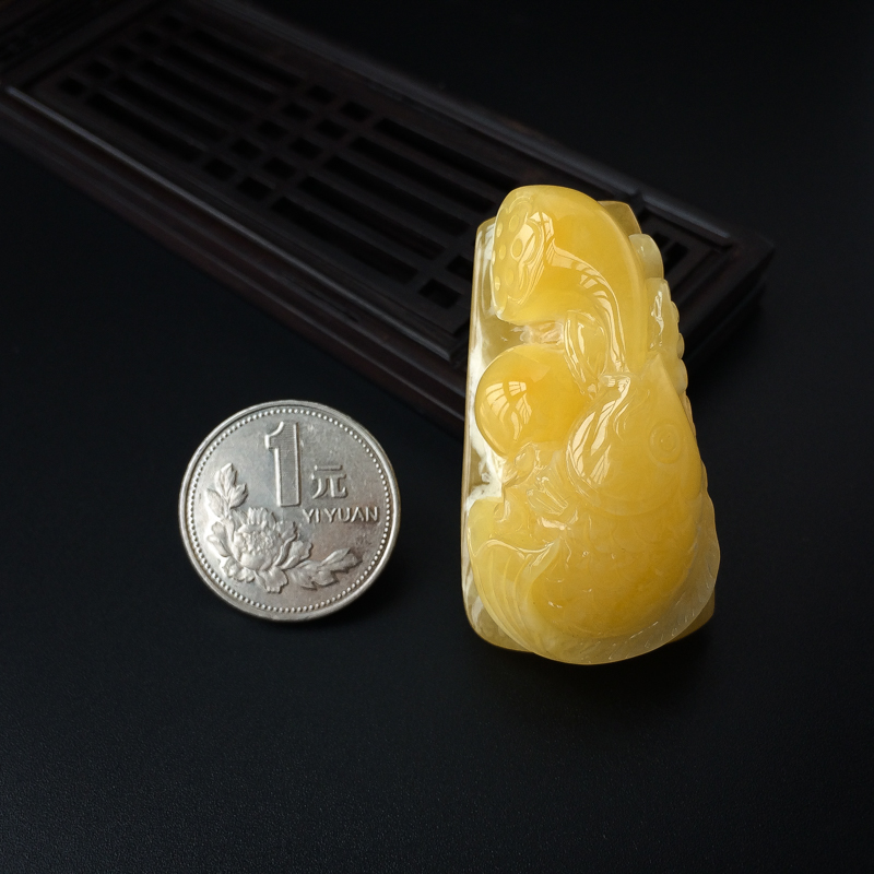 天然鸡油黄蜜蜡吊坠-红掌柜