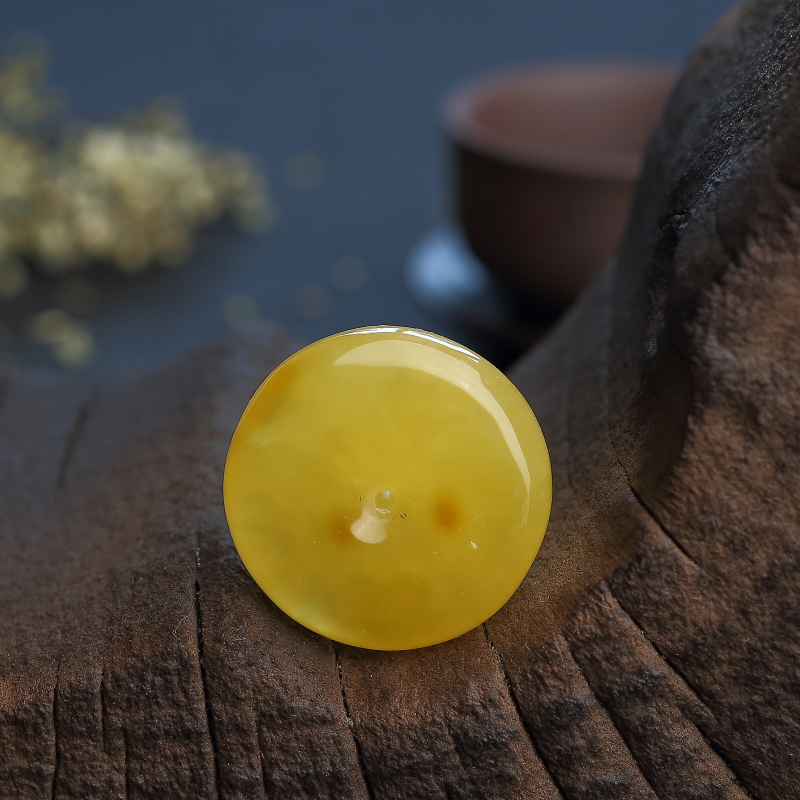 波罗的海鸡油黄蜜蜡平安扣吊坠 - 红掌柜