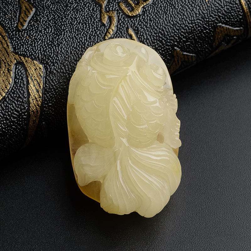 蜜蜡金鱼吊坠-红掌柜珠宝