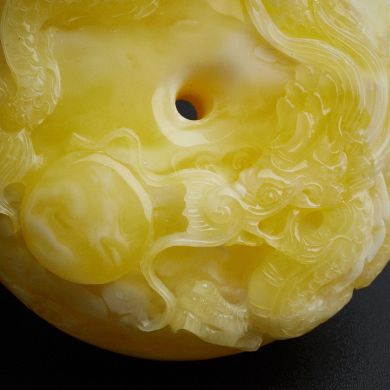 白花蜜雕龙平安扣 - 红掌柜珠宝