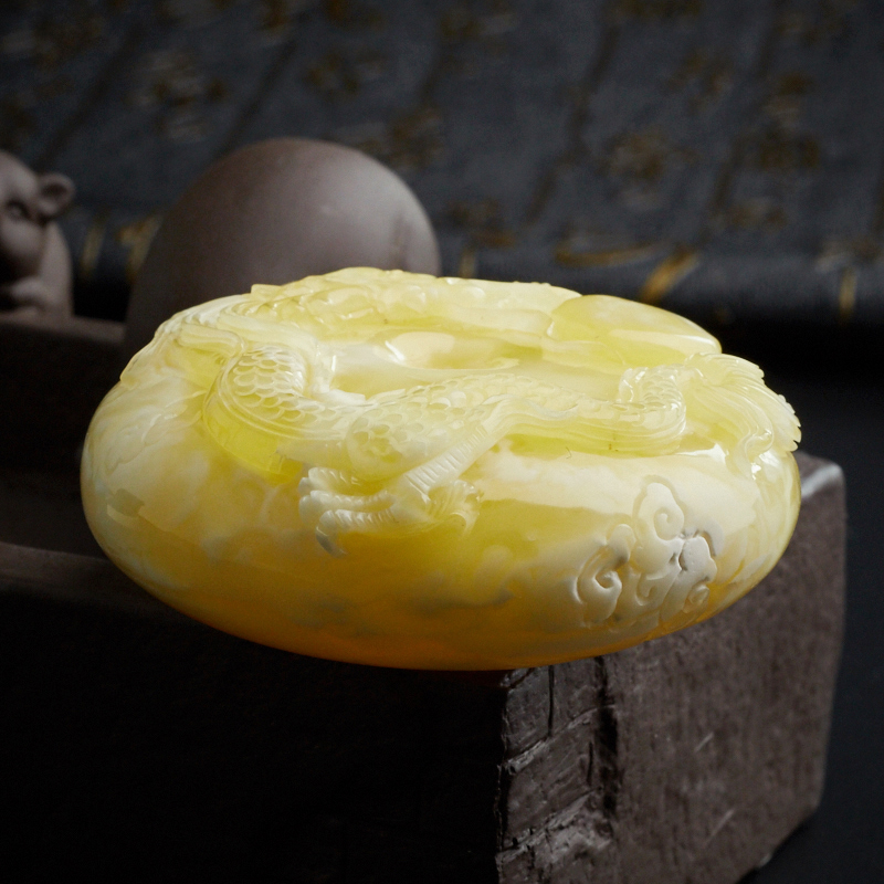 白花蜜雕龙平安扣 - 红掌柜珠宝