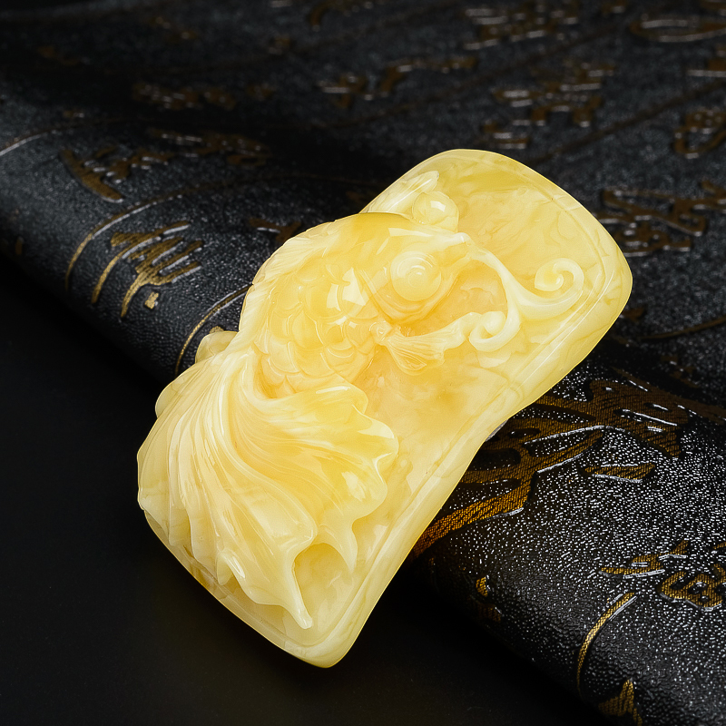 满蜜蜜蜡金鱼吊坠-红掌柜珠宝