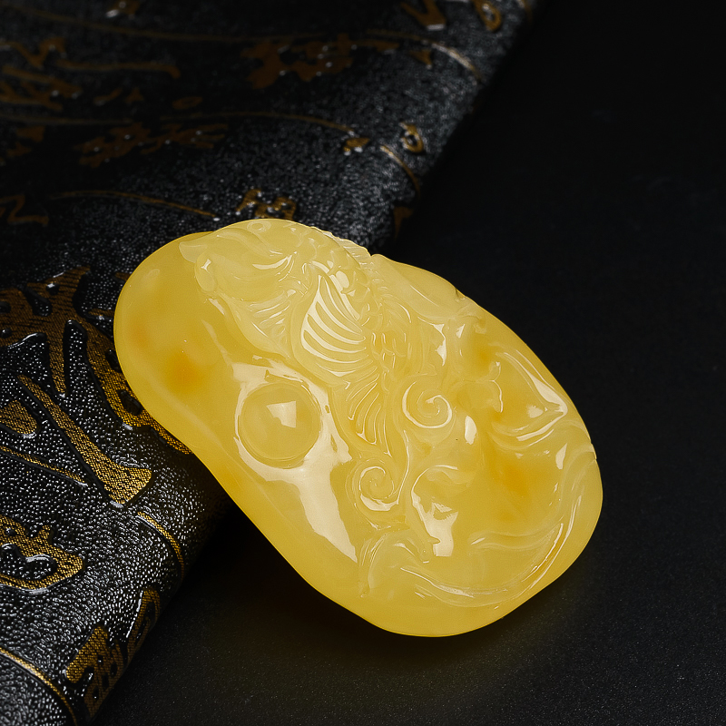 鸡油黄蜜蜡吊坠-红掌柜珠宝