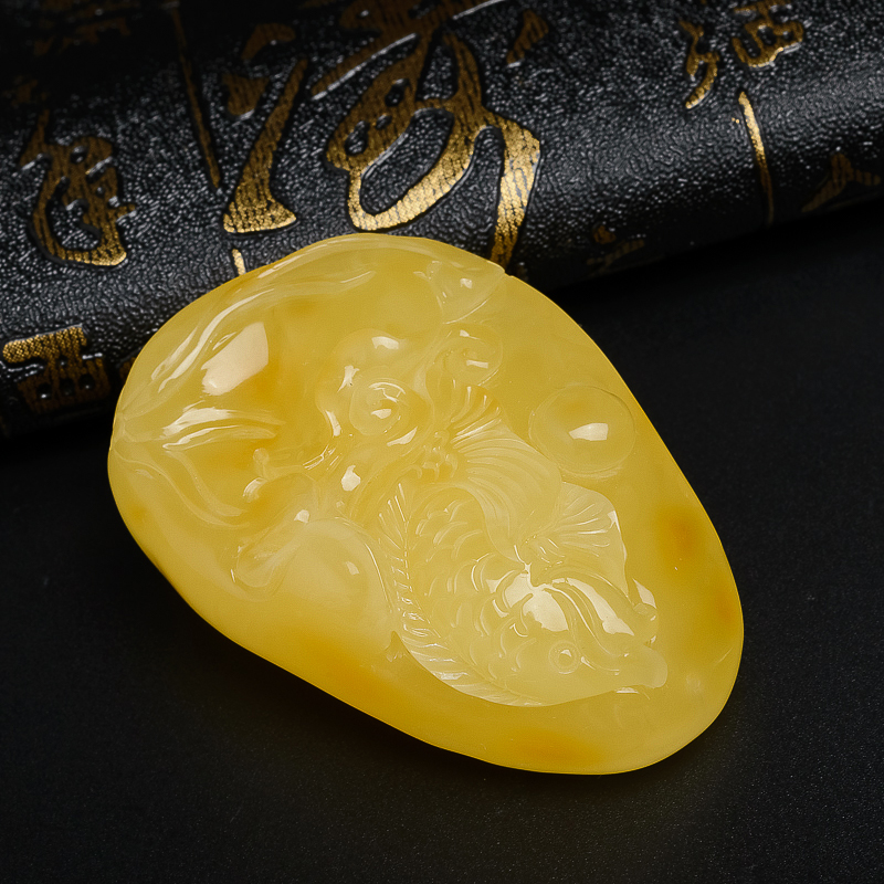 金鱼蜜蜡挂件-红掌柜珠宝