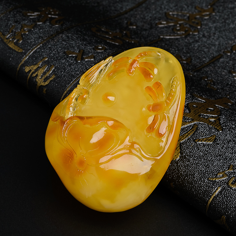 带皮蜜蜡吊坠-红掌柜珠宝