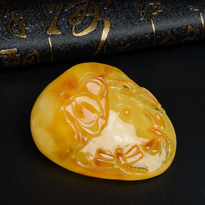 波罗的海鸡油黄蜜蜡吊坠-红掌柜珠宝