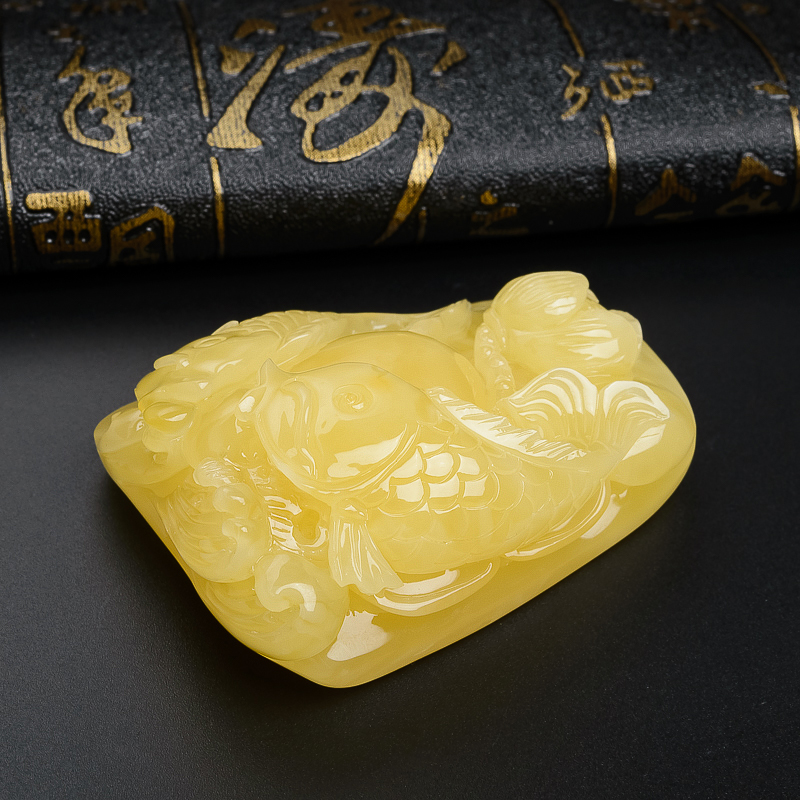 波罗的海蜜蜡金鱼吊坠-红掌柜珠宝