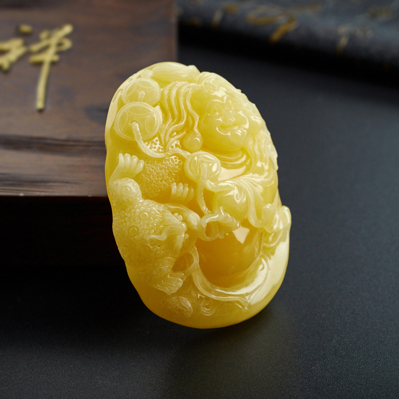 蜜蜡刘海戏金蟾吊坠-红掌柜珠宝