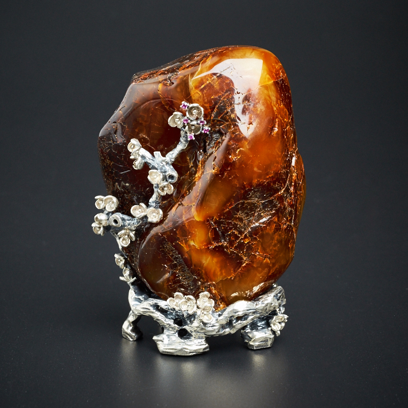 带皮蜜蜡原石摆件-红掌柜珠宝