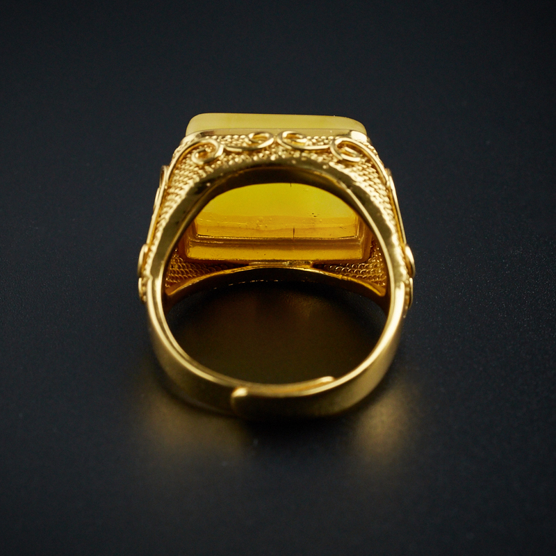 银镶蜜蜡马鞍戒指-红掌柜珠宝