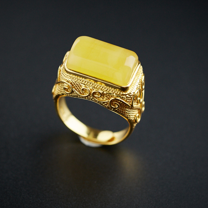 蜜蜡马鞍戒指-红掌柜珠宝