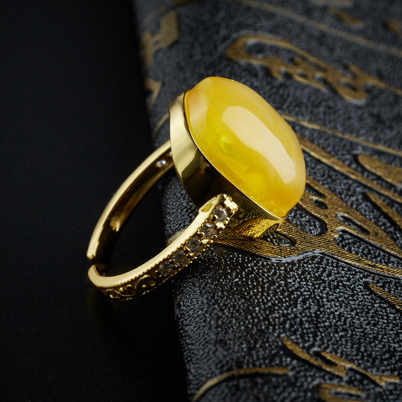 鸡油黄金包蜜蜜蜡戒指 - 红掌柜珠宝