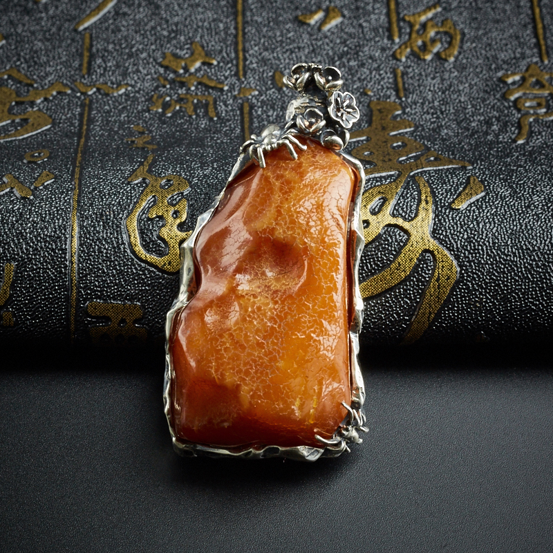 银镶蜜蜡原石随形吊坠 - 红掌柜珠宝