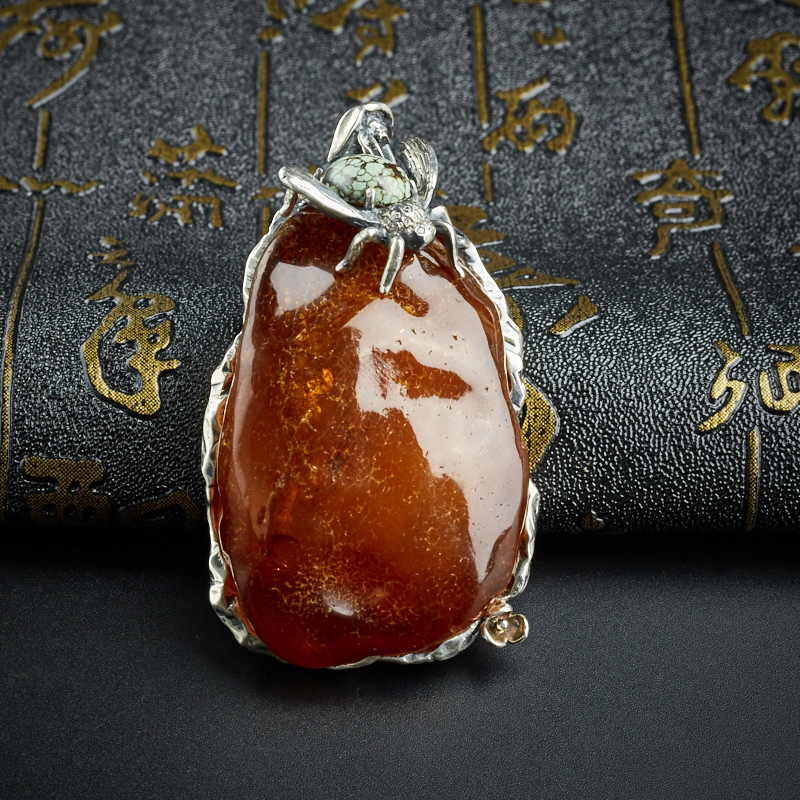 银镶蜜蜡原石随形吊坠 - 红掌柜珠宝