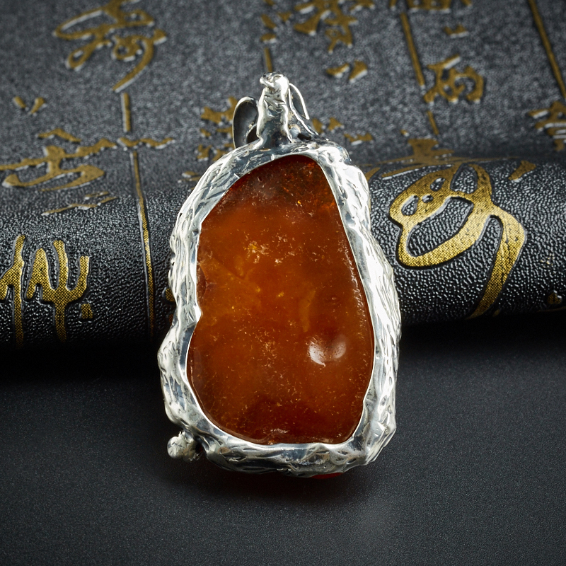 波罗的海银镶蜜蜡原石随形吊坠 - 红掌柜珠宝