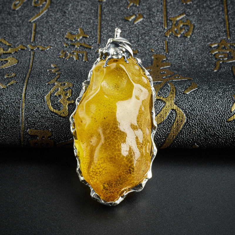 银镶金包蜜原石随形吊坠 - 红掌柜珠宝