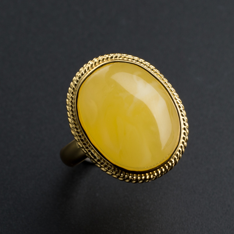 银镶鸡油黄蜜蜡戒指 -红掌柜珠宝