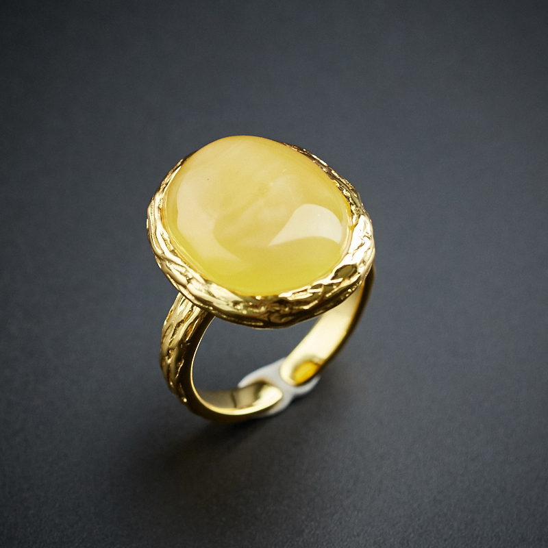 波罗的海银镶天然鸡油黄蜜蜡戒指 - 红掌柜珠宝