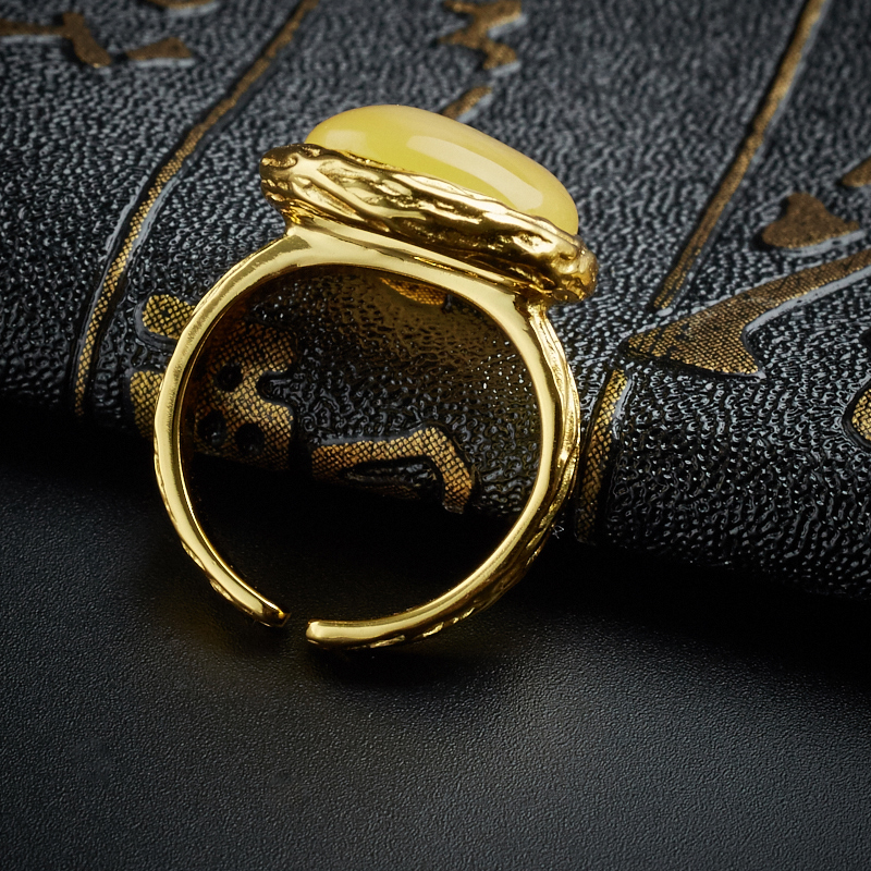 鸡油黄蜜蜡戒指 - 红掌柜珠宝