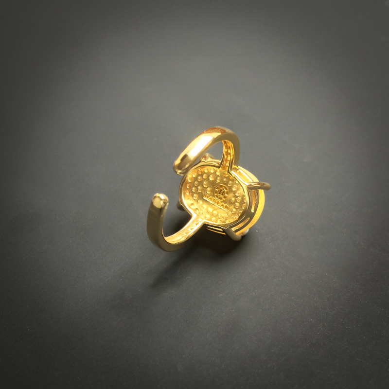 银镶天然鸡油黄蜜蜡戒指 - 红掌柜