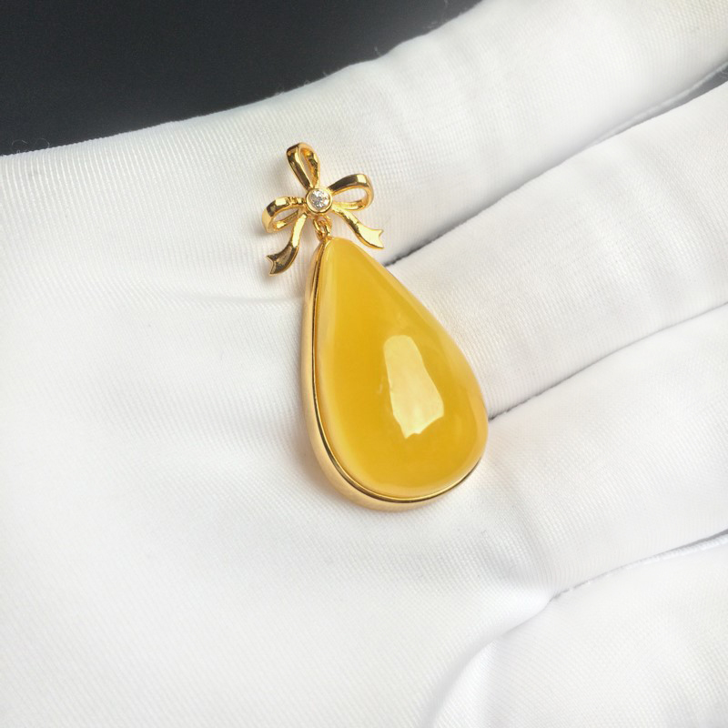 波罗的海满蜜鸡油黄蜜蜡吊坠 - 红掌柜