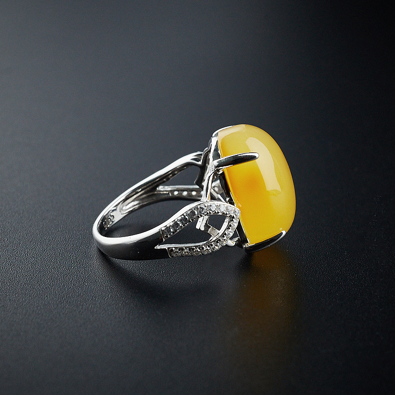 鸡油黄蜜蜡戒指-红掌柜