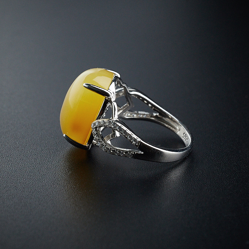 满蜜鸡油黄蜜蜡戒指-红掌柜