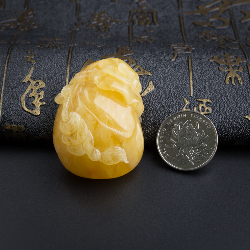 鸡油黄蜜蜡钱袋吊坠-红掌柜