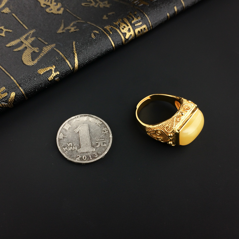 天然蜜蜡戒指-红掌柜