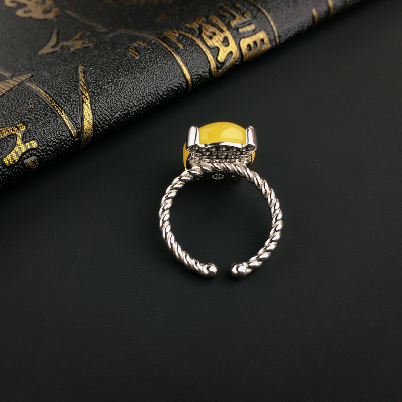 天然鸡油黄蜜蜡戒指-红掌柜