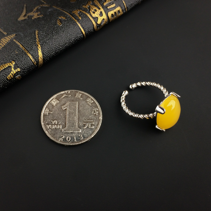 天然蜜蜡戒指-红掌柜