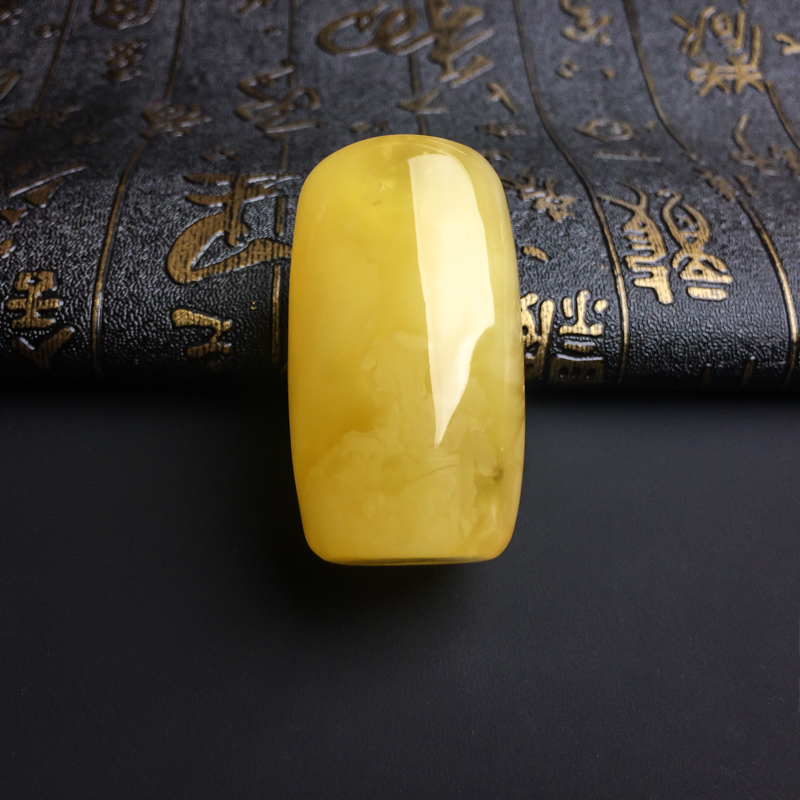 波罗的海天然鸡油黄蜜蜡桶珠-红掌柜