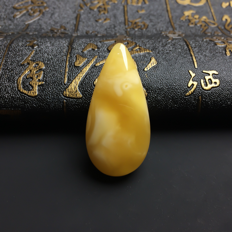 天然蜜蜡水滴吊坠-红掌柜